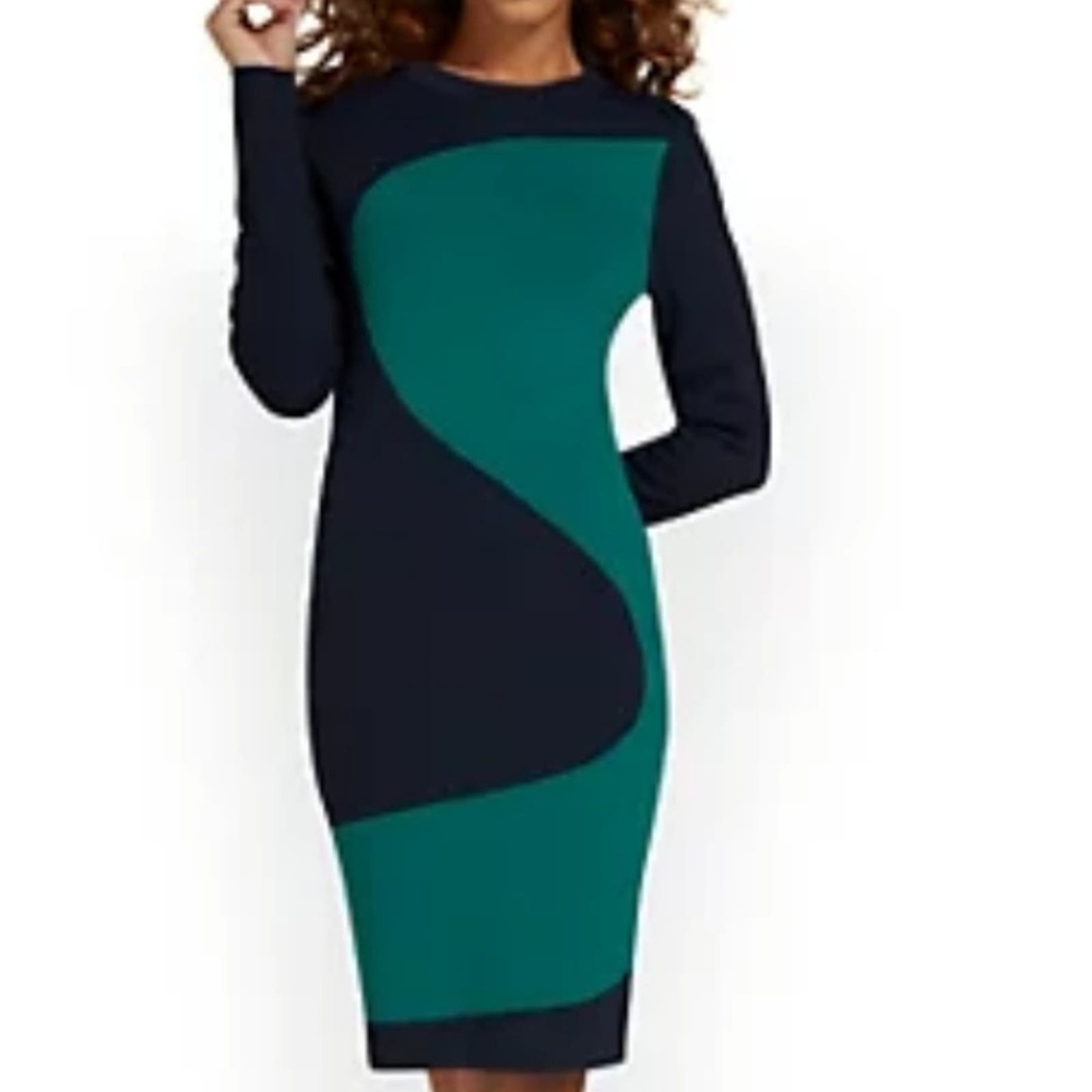 NY&C Colorblock Swirl Sweater Dress Size XXL